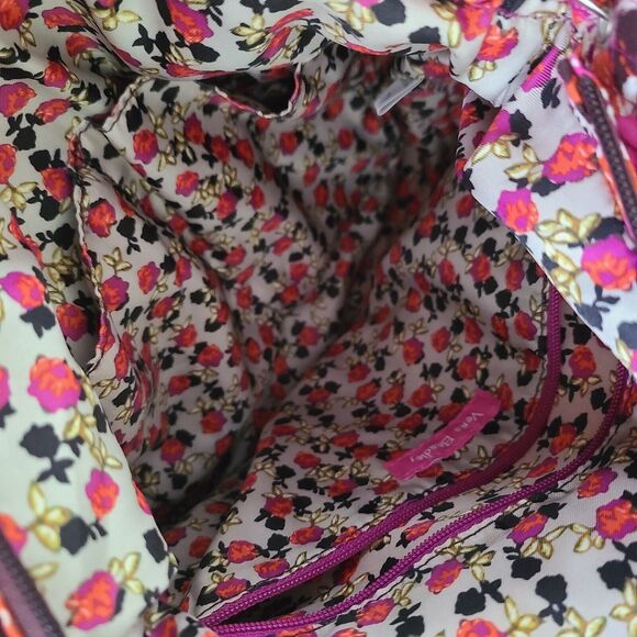 Vera Bradley Hadley Houndstooth Tweed Crossbody Pink Orange Purple Plum Bag Euc - Picture 4 of 4